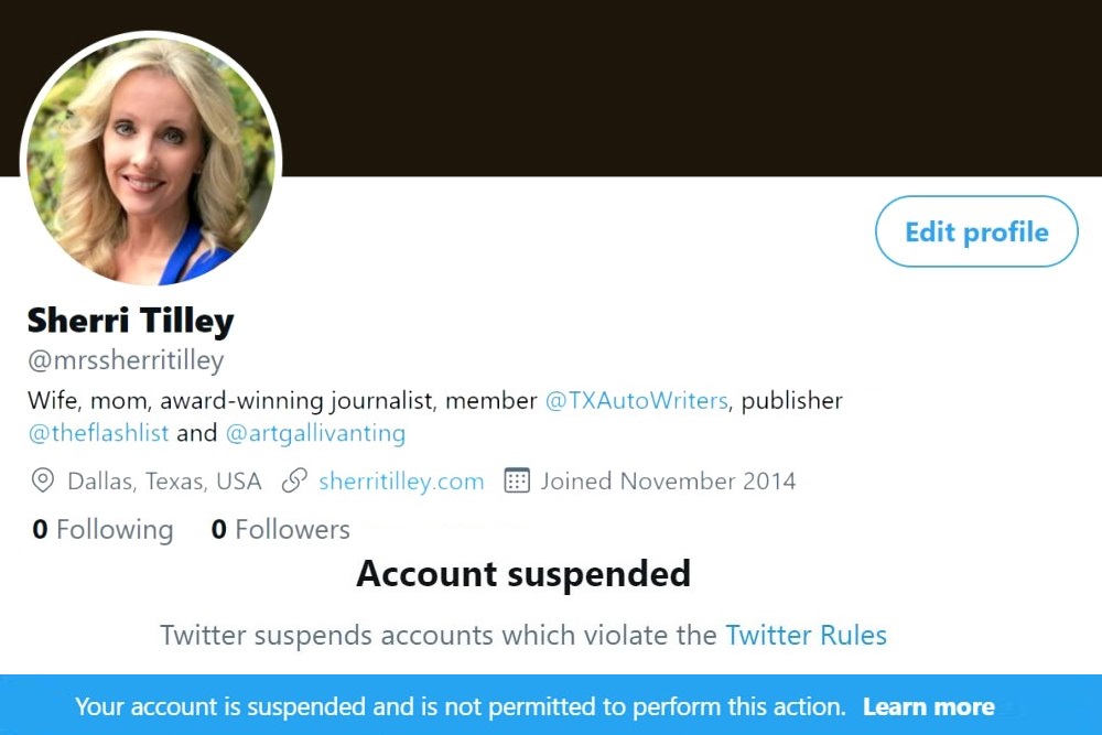 My Twitter Account Was Suspended. Wait, What!?! | by Sherri Tilley